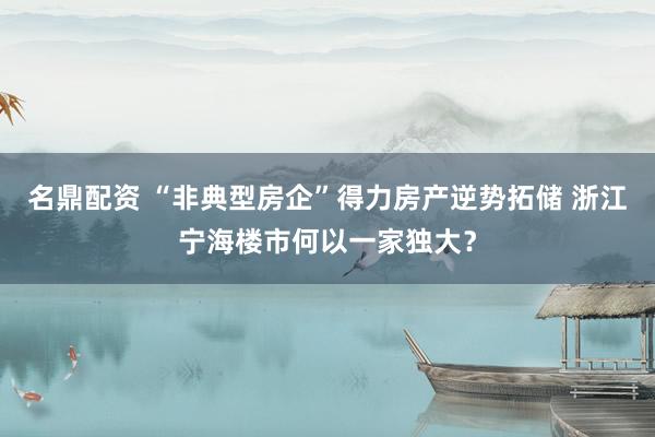 名鼎配资 “非典型房企”得力房产逆势拓储 浙江宁海楼市何以一家独大？